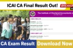 ICAI Result 2024, Check CA Final Result Nov 2024 on Today